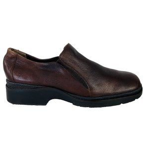 Aerosoles Mule Loafer Size 10 Brown Leather Retro Slip On Shoe Square Toe Chunky